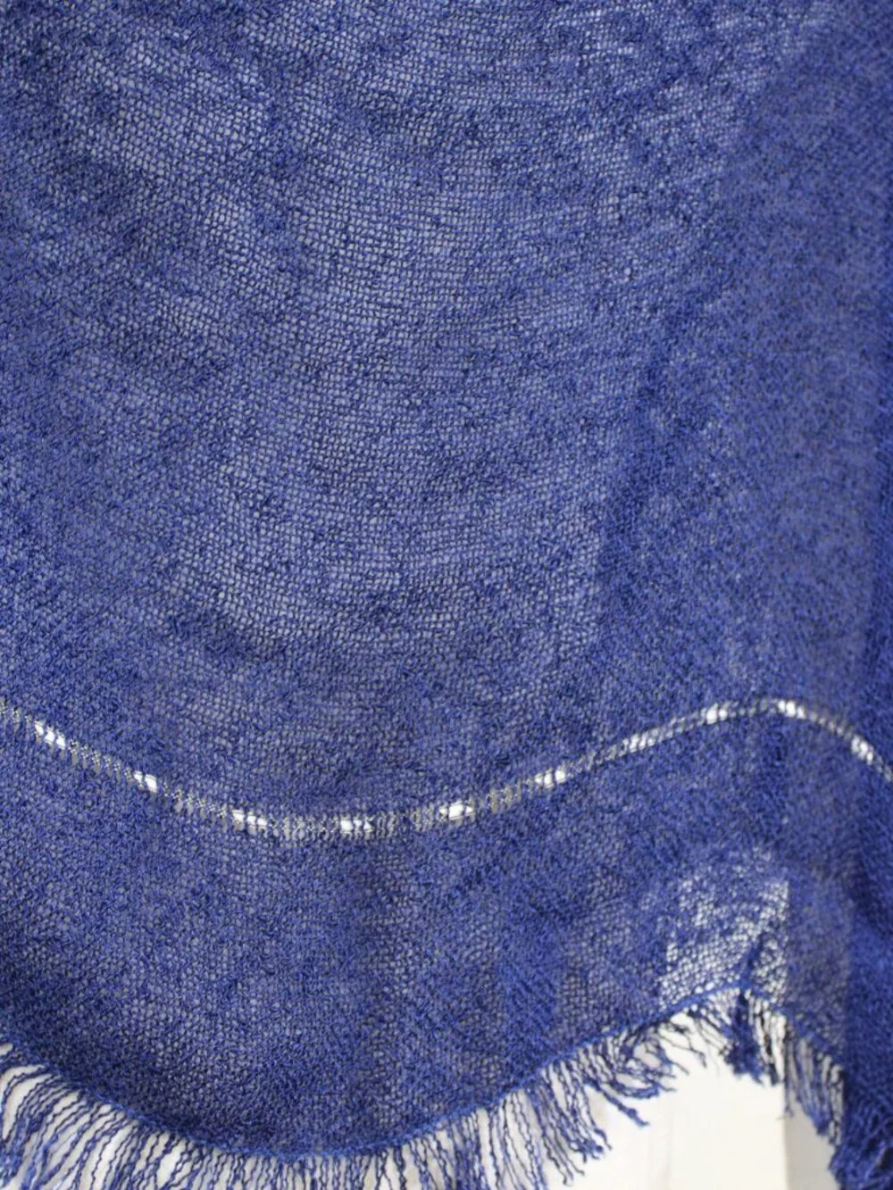 Blue Fringe Knit Wrap Shawl Lightweight Sheer Scarf Boho Wedding - Picture 11 of 12